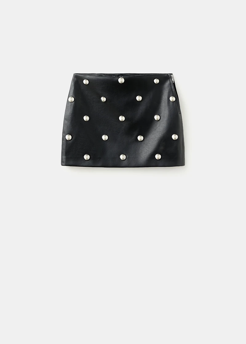 Studded faux-leather skirt