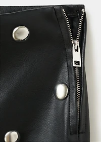 Studded faux-leather skirt