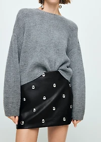 Studded faux-leather skirt