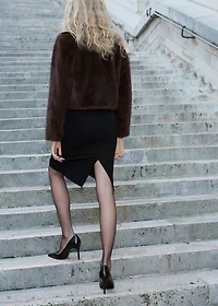 Faux-fur jacket with lapels