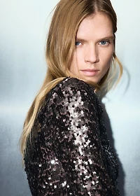 Bell-sleeved top with sequins