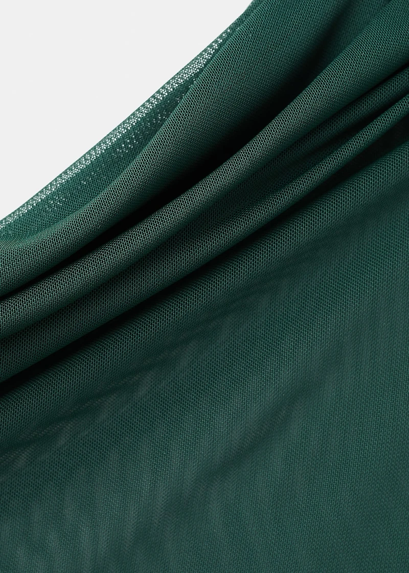 Semi-transparent top with asymmetrical neckline