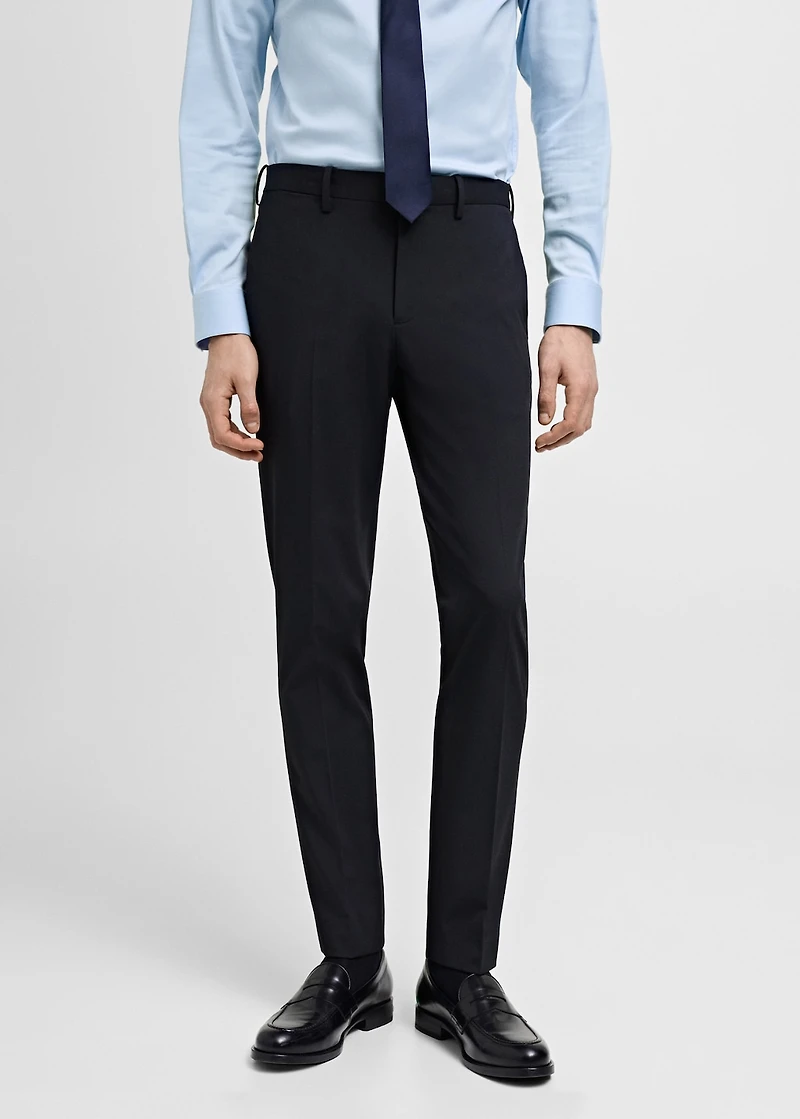 Stretch fabric super slim-fit suit trousers