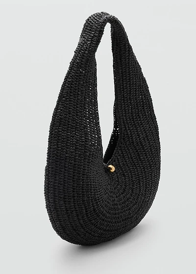 Natural fiber oval shoulder bag