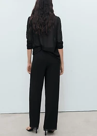 Rhinestone-embroidered pants