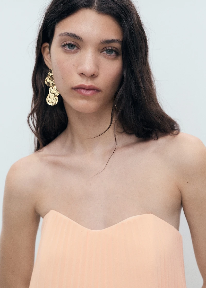 Strapless pleated dress