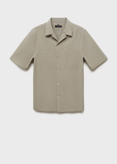Shirt with pockets and bowling collar