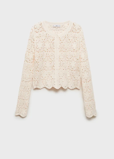 Crochet cardigan with scalloped hem