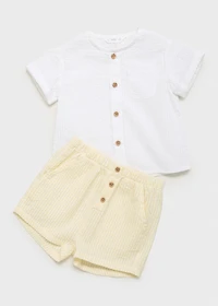 Striped textured shorts