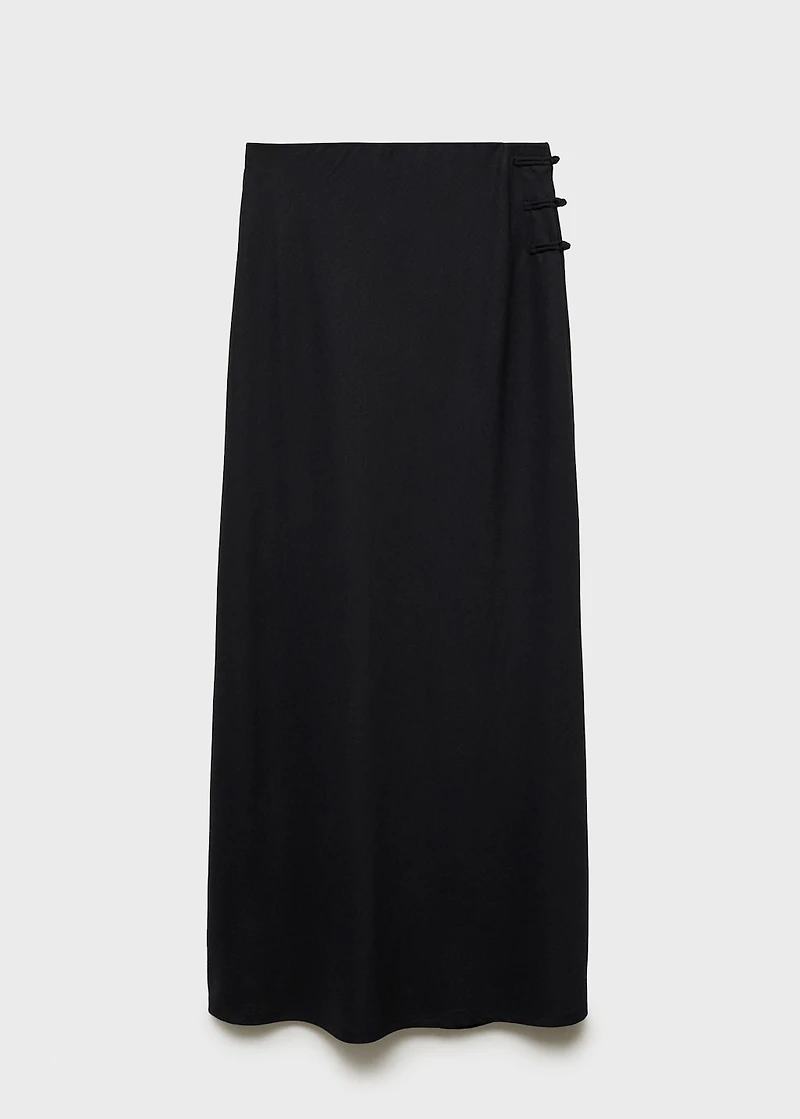 Linen-blend straight skirt