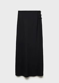 Linen-blend straight skirt