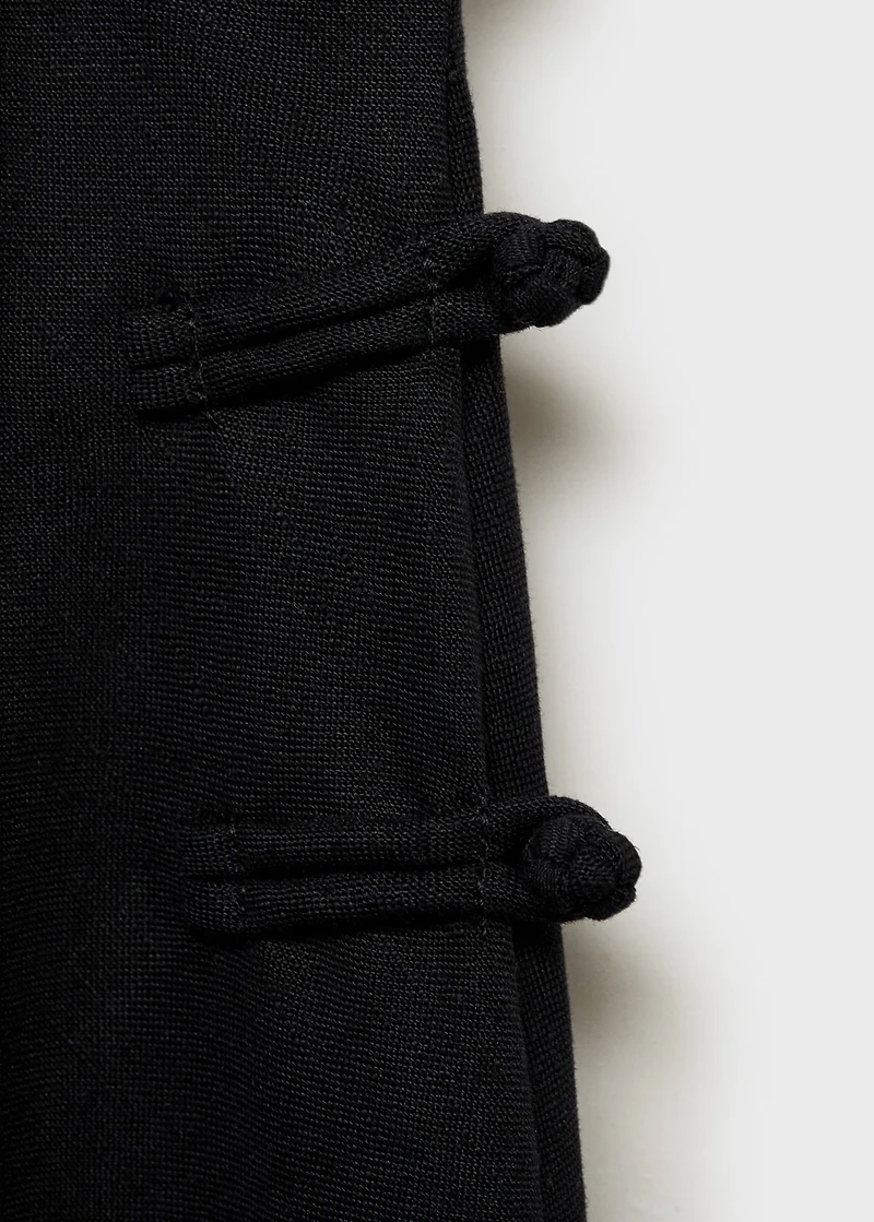 Linen-blend straight skirt