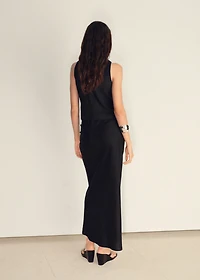 Linen-blend straight skirt