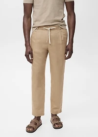 Slim-fit pants with drawstring