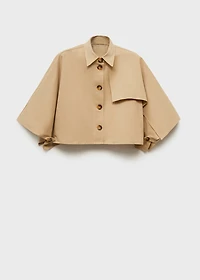 Cape-style cropped trench coat