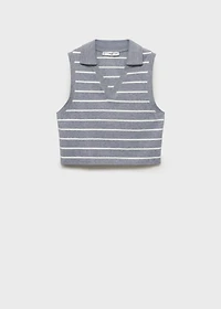 Striped cropped polo shirt