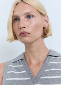 Striped cropped polo shirt