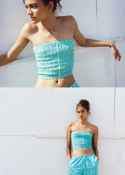 Ruched strapless top