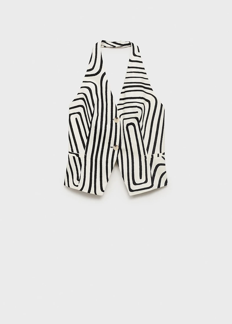 Geometric-print linen vest