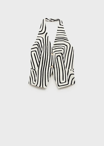 Geometric-print linen vest