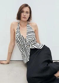 Geometric-print linen vest