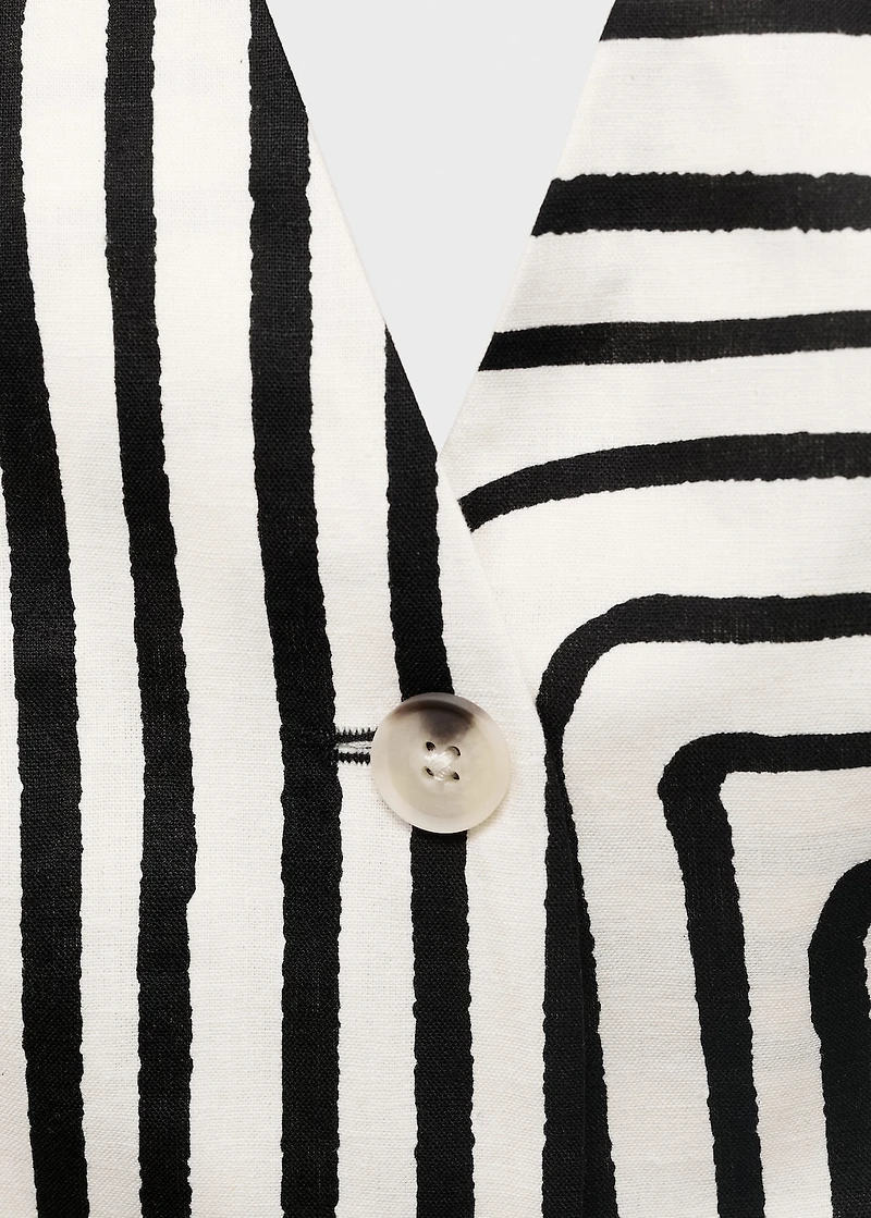 Geometric-print linen vest