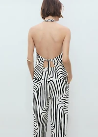 Geometric-print linen vest