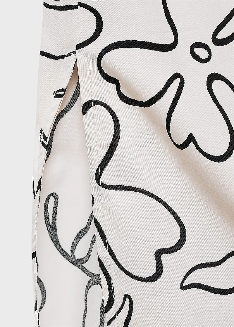 Slit printed long skirt