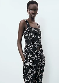 Floral-print linen suit vest