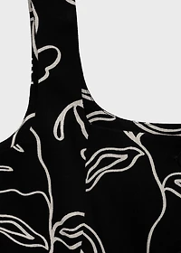 Floral-print linen suit vest