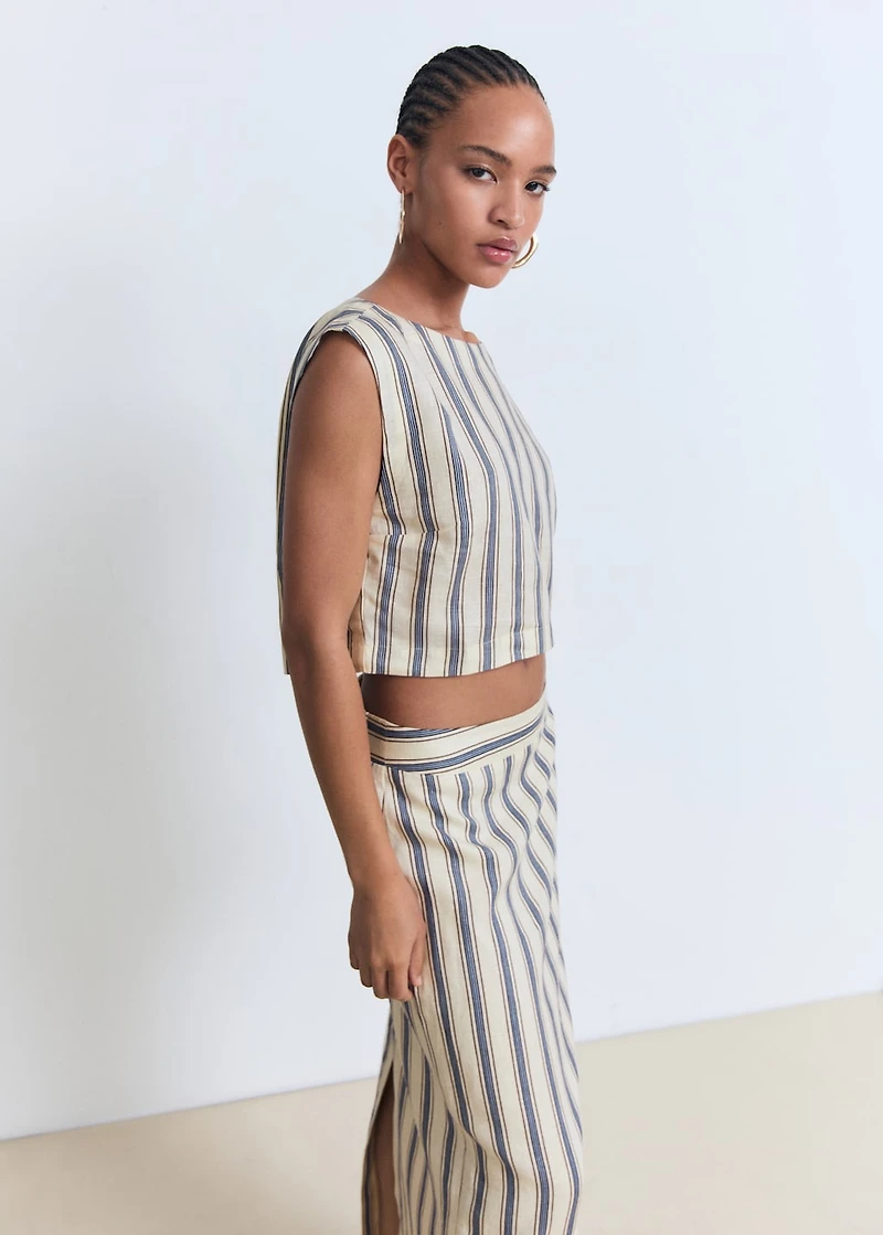 Striped linen skirt