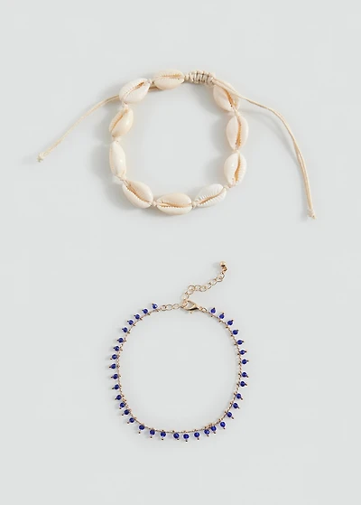 Shell and bead ankle bracelets