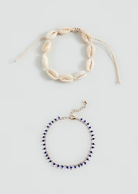 Shell and bead ankle bracelets