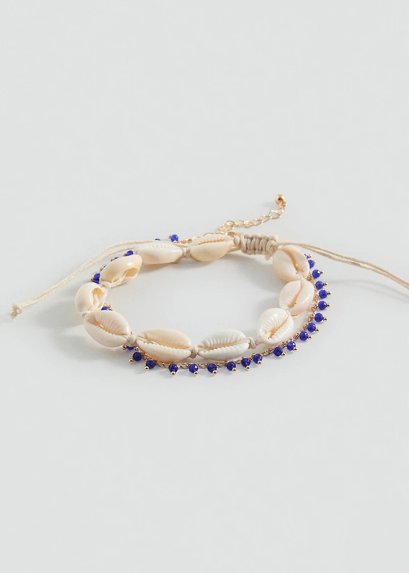 Shell and bead ankle bracelets