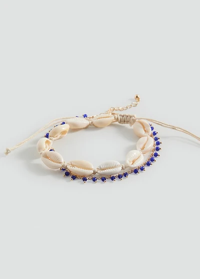 Shell and bead ankle bracelets