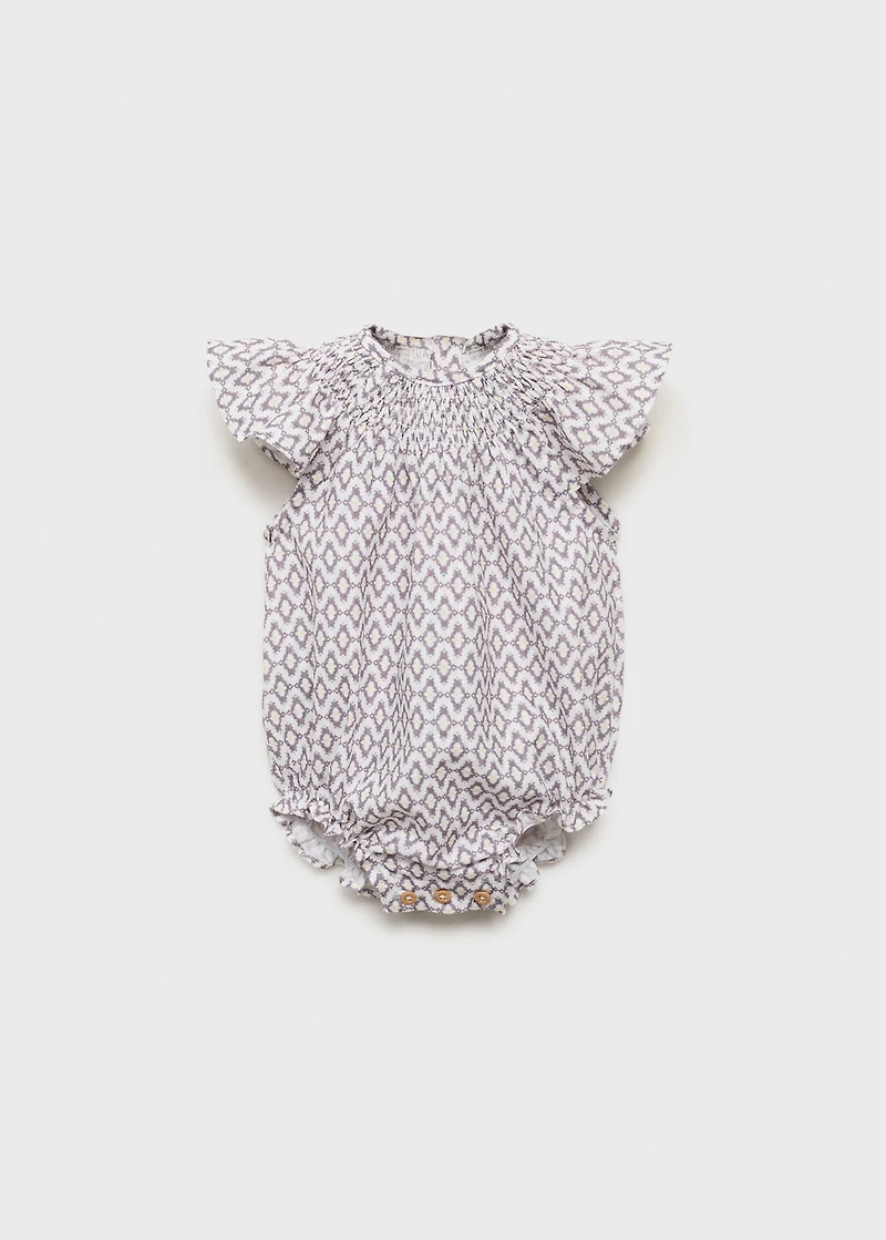 Print cotton one-piece suit