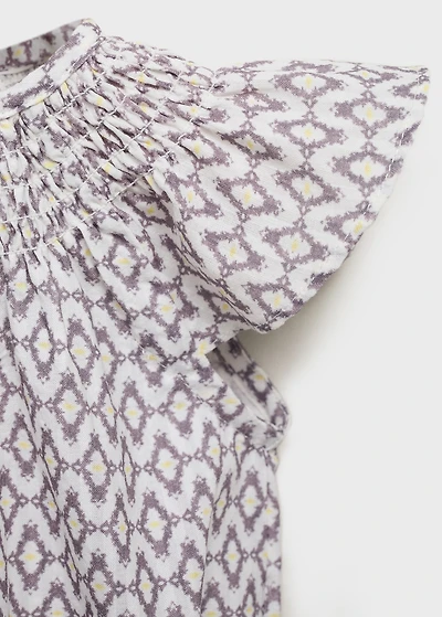 Print cotton one-piece suit