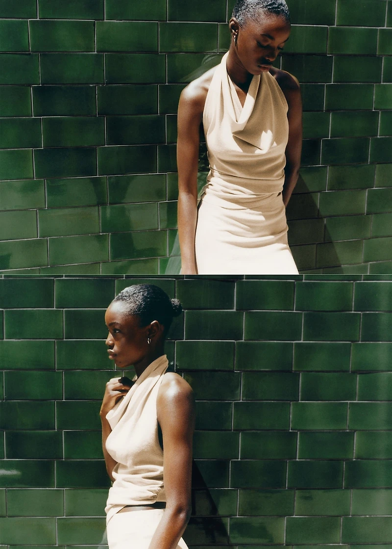 Lurex halter-neck top