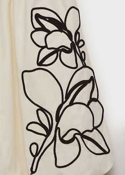 Balloon dress with embroidered flowers