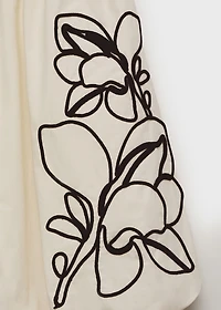 Balloon dress with embroidered flowers