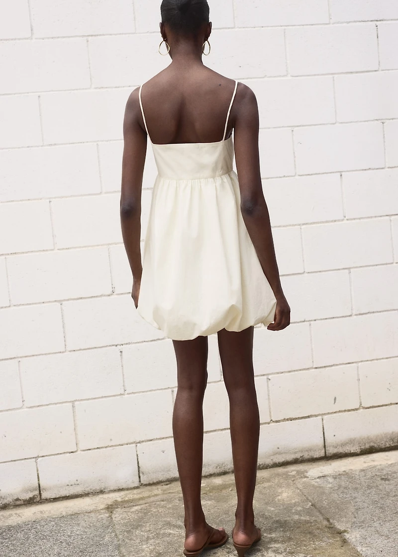 Balloon dress with embroidered flowers
