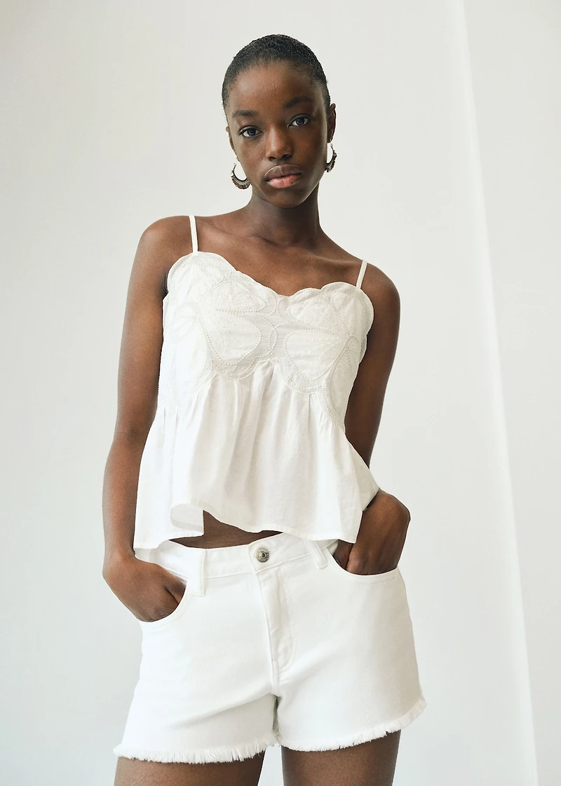 Frayed low-rise shorts