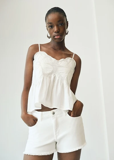 Frayed low-rise shorts