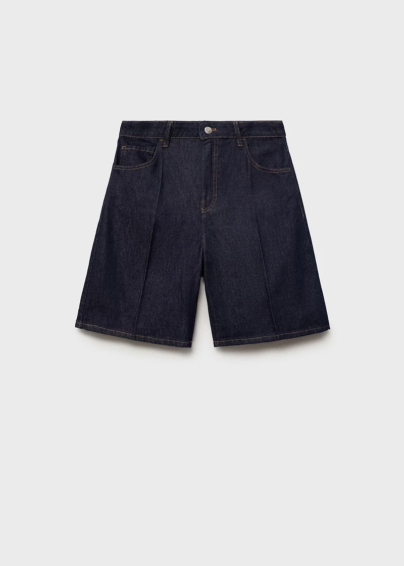 High-waist rinse-wash denim shorts