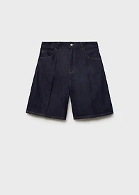 High-waist rinse-wash denim shorts