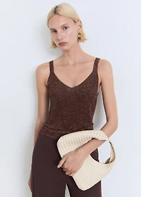 Lurex knitted V-neck top