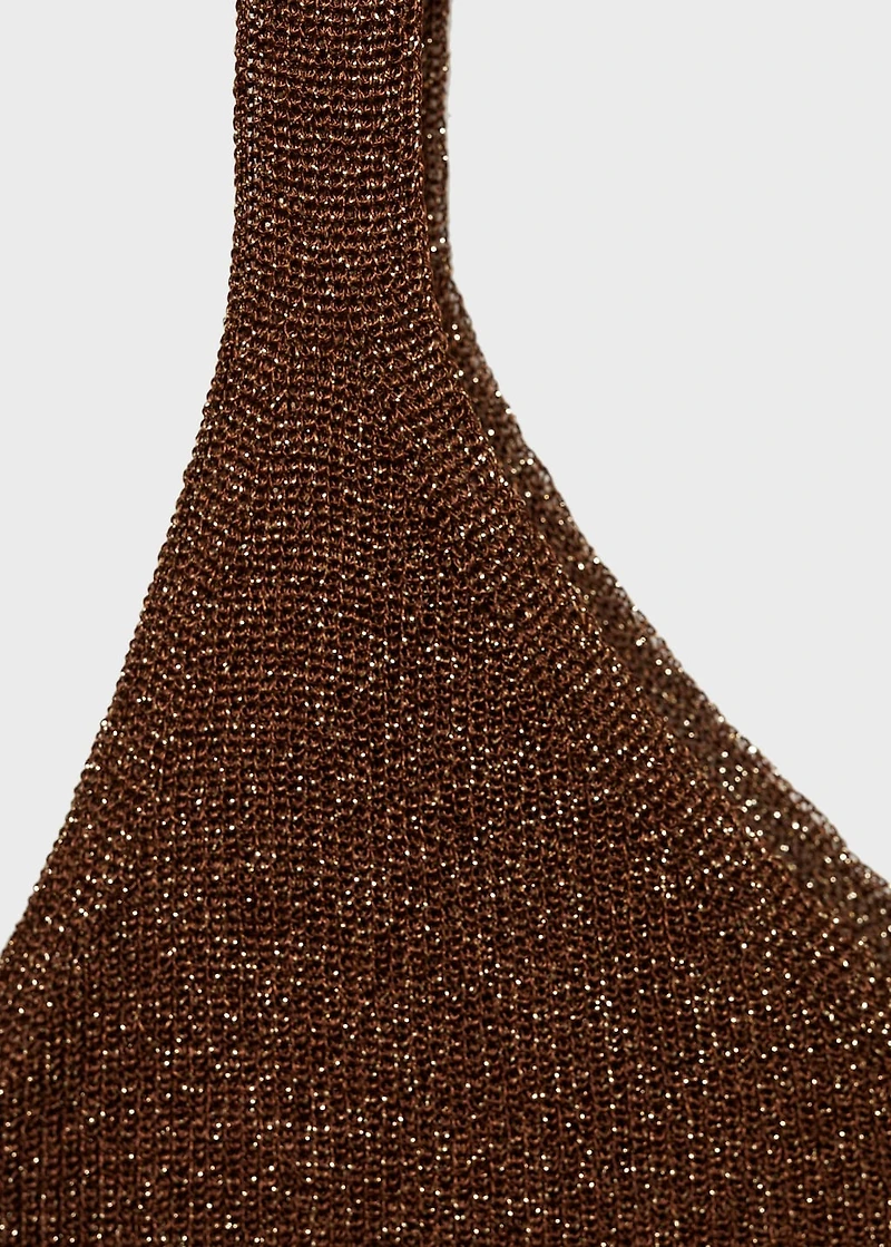 Lurex knitted V-neck top