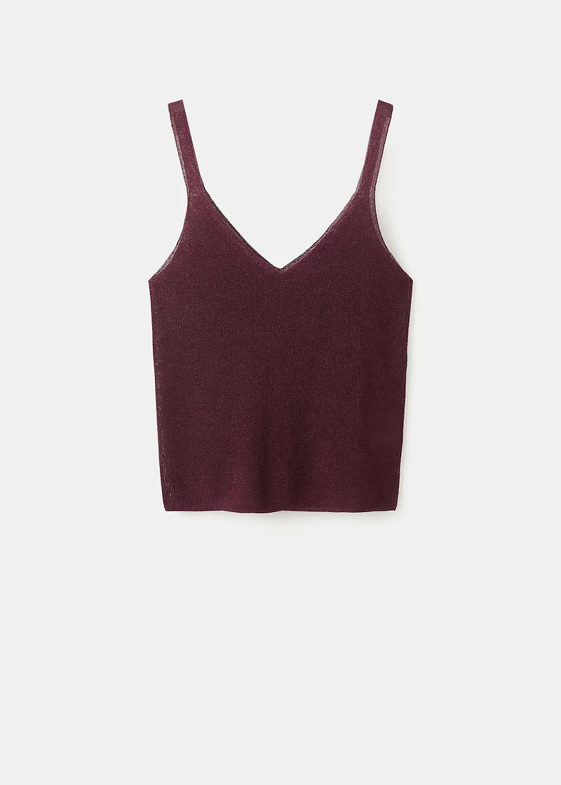 Lurex knitted V-neck top