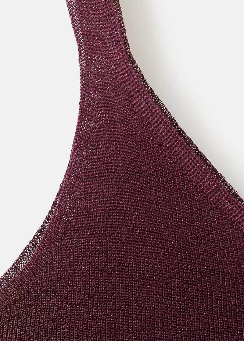 Lurex knitted V-neck top
