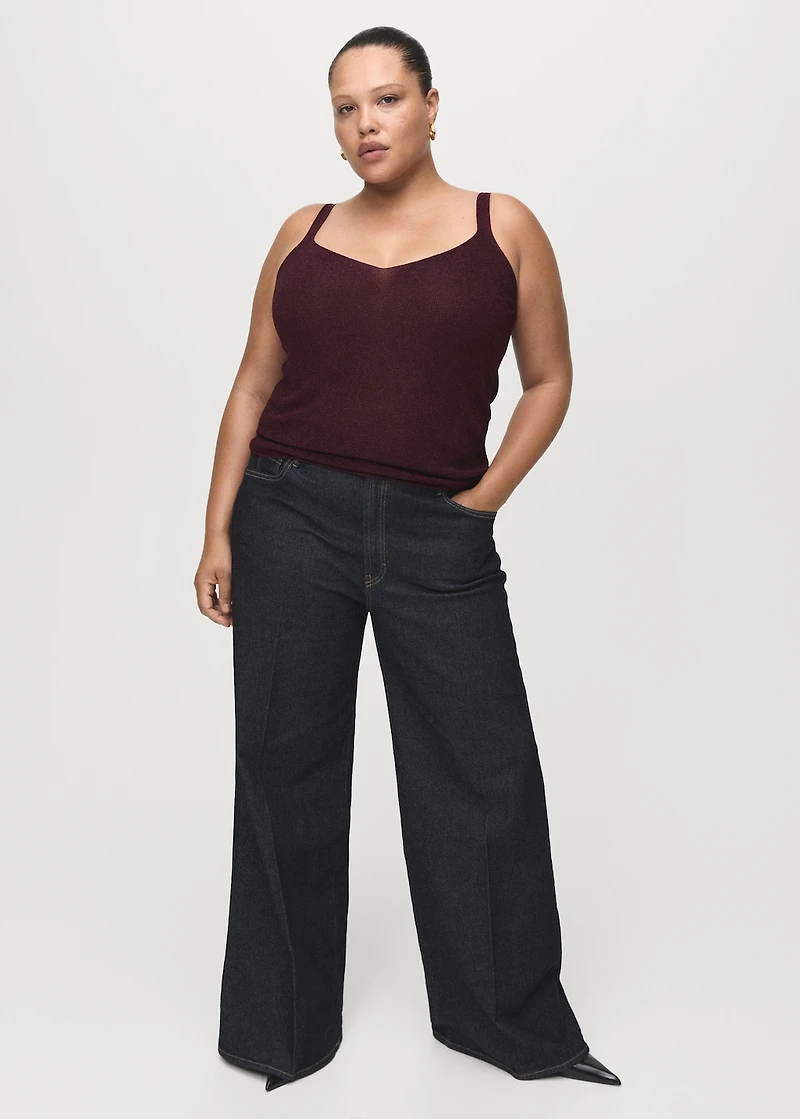 Lurex knitted V-neck top